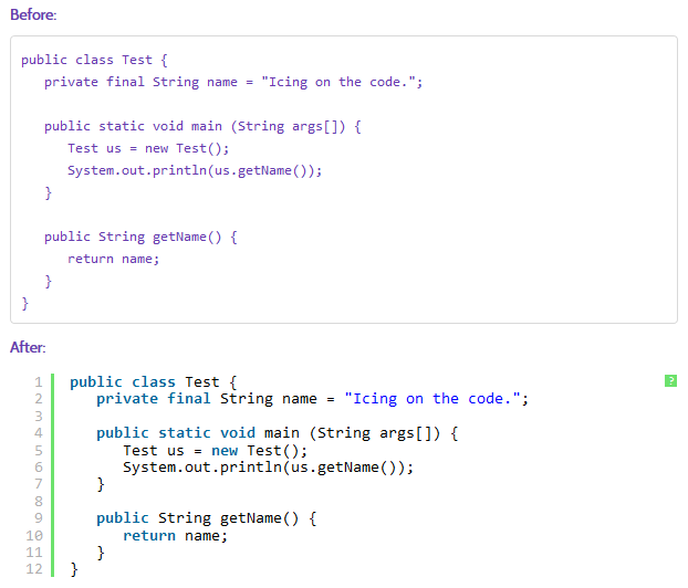 Syntax Highlighting before and after Syntax Highlighting before and after