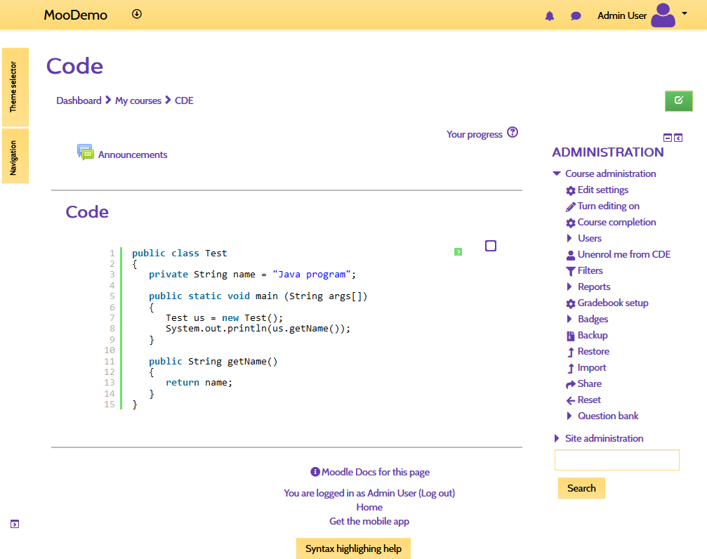 Syntax highlighting in the Shoelace theme